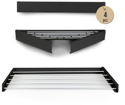 Vitapur Wäscheständer Wand, 4er Pack - Ausziehbarer Wandtrockner mit 4m Trocknungsfläche - Rostfreier Wäscheständer für Balkon - Platzsparender Handtuchtrockner - Wäscheleine Ausziehbar - EU Marke