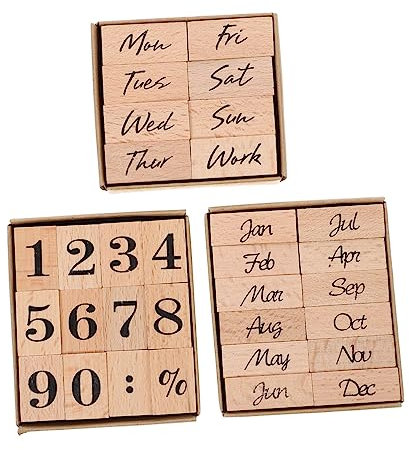 Anneome 32stücke Holzstempel Mit Monaten Und Wochen Zahlenstempel Für Scrapbooking Kartenbasteln Diy Dekoration Und Mehr