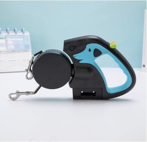 Einziehbare Doppel-Hundeleine für 2 Hunde mit 360-Grad-Drehgelenk, No Tangle 360-Technologie, LED-Taschenlampe, Kotbeutelhalter, reflektierende Leinen für mehr Sicherheit, Doppelverriegelung (braun)(L