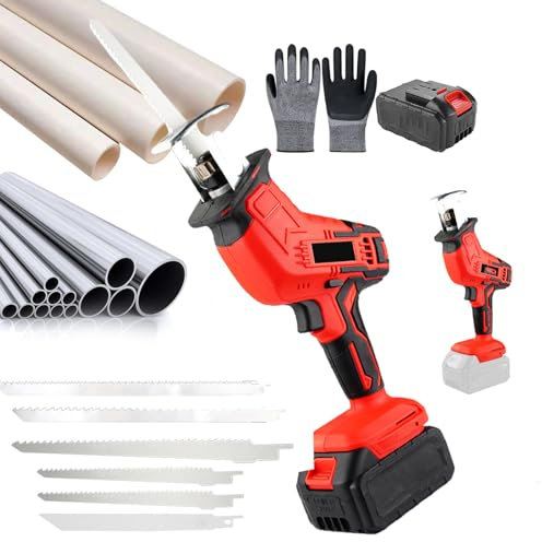 pedenencelia Cordless Bone Saw Machine,Electric Hand Saw Meat Cutter,Led Lighting,Coated Handle With Comfortable Grip For Bone Meat/Branches/Plastic,1battery