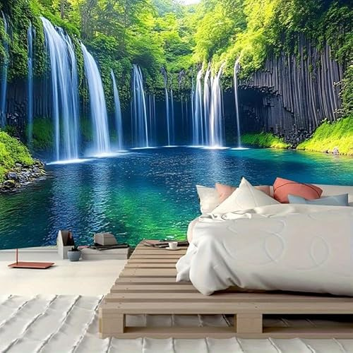 FENDROM Nature Waterfall Tapestry, Majestic Waterfall Landscape Through a Window Imaginary Secret Paradise Print, Wide Wall Hanging for Bedroom Living Room Dorm