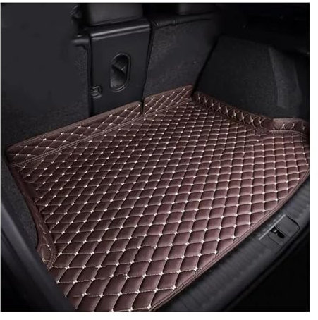 NYSQOFMB Voiture Coffre Tapis pour Volvo V90 Wagon 2017 2018 2019 2020 2021 2022 2023 2024 Tapis Coffre Voiture en Cuir Tapis de Coffre Auto(Café)