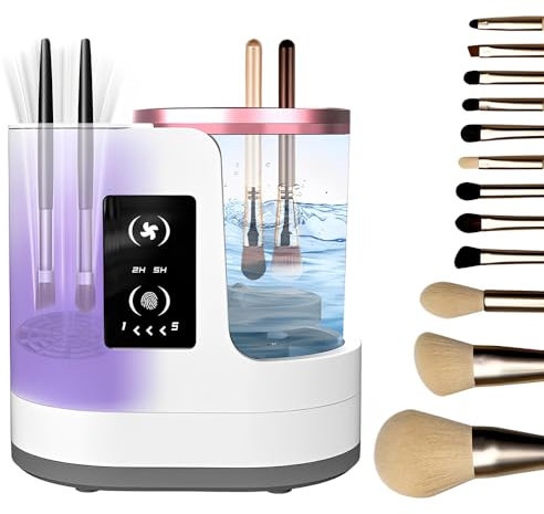 Pinselreiniger Elektrisch Make Up, HOVCEH 3-in-1 Pinsel Reinigungsgerät mit Trockner, Automatic Electric Makeup Brush Cleaner mit Touch-Taste, USB Betriebenea, mit Lufttrocknungsfunktion