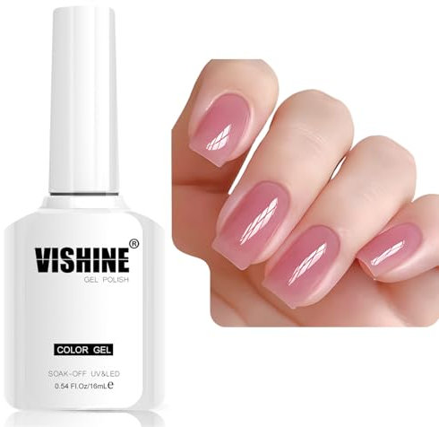 Vishine 16 ml Sheer Dusty Rose Pink Jelly Nagellack Gel semi-permanent transparent Nude Crystal UV Gel für DIY Nail Art Maniküre Soak-Off Dusty Rose Pink Shade E042