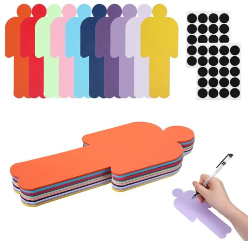 100 Stück Moderationskarten Set mit 80 Paare Klebeaufkleber, 20 X 8 cm Mensch Karteikarten Bunt, 10 Farben Lernkarten für Moderationskoffer Büro Schule Präsentation