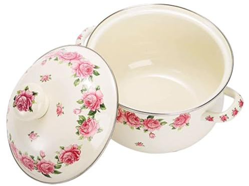 Luxshiny Pentola Smaltata con Manici Resistenti al Calore per Cucina Versatile Zuppa Latte Salse Facile Pulizia Multipurpose