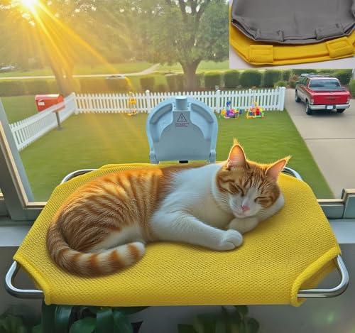 Foldable Cat Window Perch Cat Window Hammock with Upgrade Strong Suction Cup and 2 Breathable Mat, Window Bed for Indoor Cats Sunbathing/Viewing Holds Up to 20kg(46x30cm)