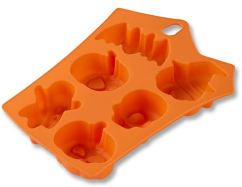 Zenker Mini-Kürbis Schokoform-Eiswürfelform – 6er Halloween Backform aus Silikon, orange, spülmaschinengeeignet – Optimal für kreative Leckereien