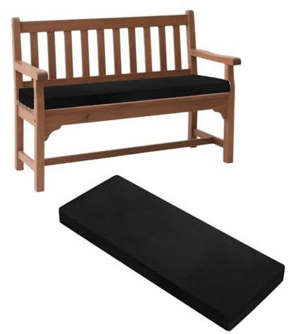 Generisch Bankauflage, Auflage Gartenbank mit ReißVerschluss, Bankkissen Outdoor Abnehmbarem, Bankpolster Schlippabsicher für GartenmöBel Terrasse Drinnen Hollywoodschaukel,Schwarz,160x55x5cm