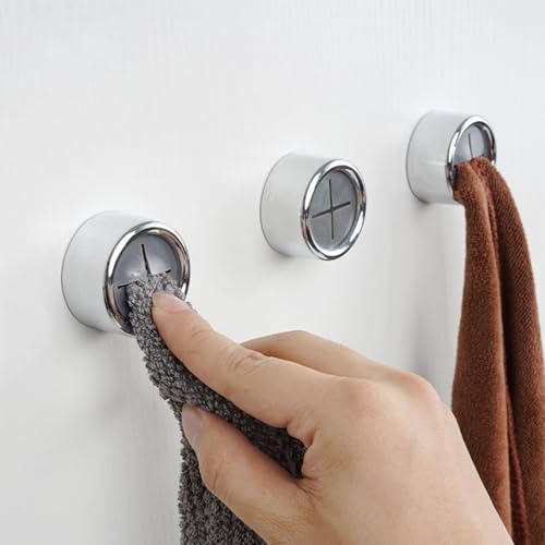 HOPAISH 3 soportes para paños de cocina autoadhesivos, ganchos redondos para paños de cocina para colgar en la pared, soporte de cocina con ventosa para toallas, trapos, guantes, bolsos, no requiere