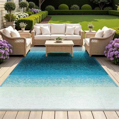Enyhom Tapis d'extérieur résistant aux intempéries - 240 x 300 cm - Réversible - En plastique - Résistant aux UV - Pour camping, balcon, terrasse, plage, barbecue, pique-nique