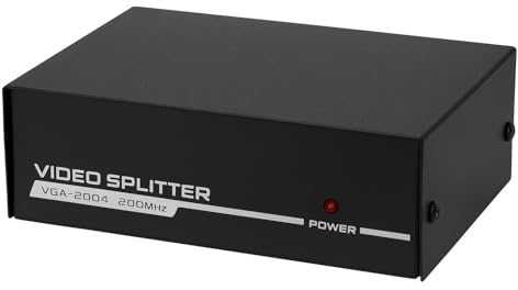 AntDau71® – Splitter VGA 1 ingresso → 4 uscite 200 MHz | Duplicatore Segnale Video 1920×1440 px | Amplificatore VGA per Monitor, Proiettori, PC, TV – CW253