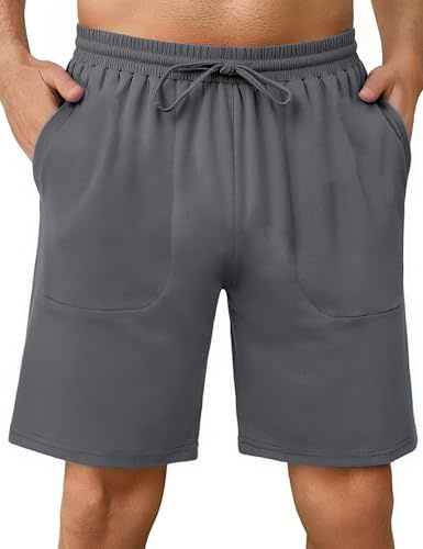 Aseniza Pantaloncini Sportivi Uomo Cotone Pantaloncini Tuta Uomo Pantaloni Estivi Corti Shorts Bermuda Leggero Larghi Jogging Grigio scuro XXL