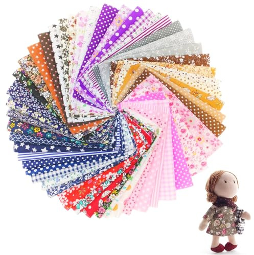 Satiskid 60pcs 10x10cm Cotton Fabric Squares, Patchwork Fabric Bundle for Sewing & Quilting, Multi-Color Mixed Precut Patchwork with Floral Patterns, 100% Cotton Craft Material
