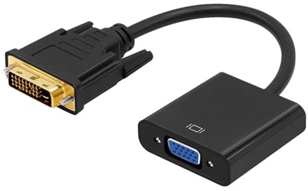 LLINthy Cable convertidor de 24 + 1 pines a VGA, cable adaptador de 24 + 1 pines con chip para conectar portátiles y PC a pantallas, cable DVI negro a conexión