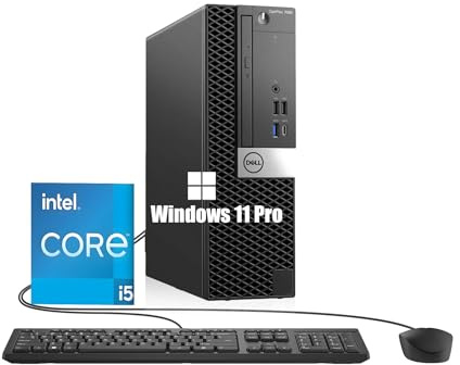 Dell Optiplex 7060 SFF - Ordenador de sobremesa (Intel Core i5-8500, 8 GB de RAM, 256 GB SSD, WiFi, Bluetooth, teclado QWERTY de EE.UU., Windows 11 Pro (reacondicionado)