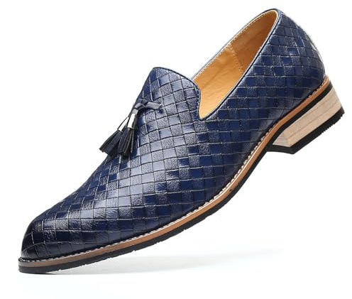 Herr Tofs Loafers Formell klänning Skor Slip-On Business Casual skor for bröllop kontor och evenemang(Blue,43 EU)