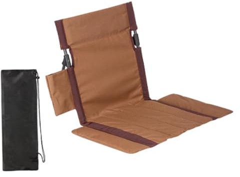 blloocod Stadium Seat Bleacher Chair with Back Support, Folding Floor Chair for Picnic Lawn Trekking Fishing Concerts- Brown