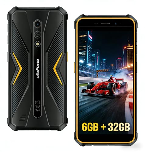 Ulefone Armor X12 Outdoor Telephone, 6GB RAM + 32GB ROM Outdoor Handy, 13MP + 8MP Kamera mit 5.45 HD+ Smartphone IP68, 4860mAh Akku, Android 13, 4G Dual SIM/NFC/OTG/GPS-Orange