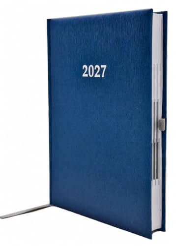 2027 Buchkalender Chefplaner A5 1 Tag 1 Seite auch sonntags blau metallic