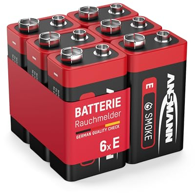 6 ANSMANN Alkaline longlife Rauchmelder 9V Block Batterien - Premium Qualität für höhere Leistung, 9V Batterie ideal für Feuermelder, Bewegungsmelder, Alarmanlagen & Kohlenmonoxid Warnmelder