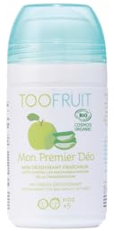 TOOFRUIT Mein Erster Deoroller Bio-zertifizierter Kinder Deoroller mit antibakteriellem BIO-Salbeiwasser und Feuchtigkeit absorbierendem Bambus-Extrakt (Apfel-Aloe Vera)