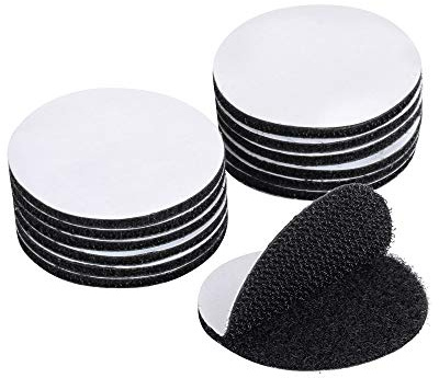 BRAVESHINE 38mm große runde Klettpunkte selbstklebend, extra stark Schwarz | 12 Paar Klettband rund, selbstklebendes Klettband zur Befestigung für Basteln, Heim und Büro