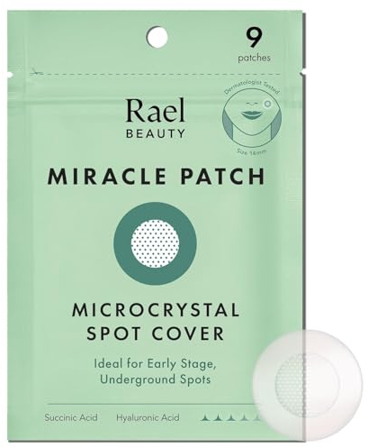 Rael Pimple Patches, Miracle Microcrystal Spot Cover - Korean Skincare, Acne Treatment Patch with Tea Tree Oil for Early Stage, Hydrocolloid, Vegan & Cruelty Free (9 Count)