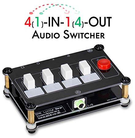 Nobsound Little Bear 4 Wege Audioschalter 3,5-mm Passiv Audio-Umschalter Mini Stereo AUX Audio Wahlschalter Manueller Audio Splitter 4(1)-in-1(4)-Out