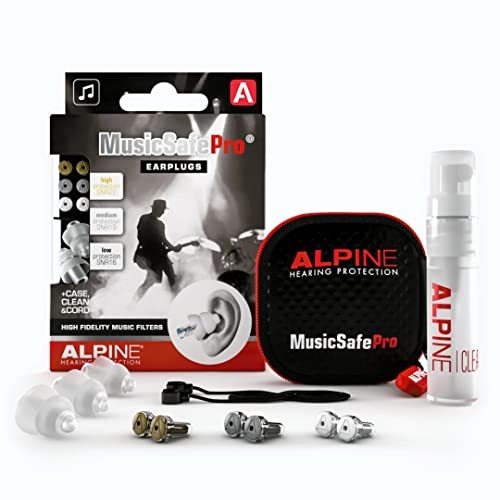 Alpine MusicSafe Pro Bouchons d'oreilles Musique : protections auditives musiciens - 3 jeux de Filtres interchangeables - Hypoallergénique & réutilisables – Embouts transparents