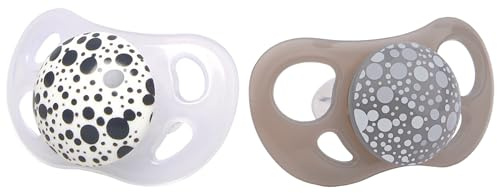 Twistshake Baby-Schnuller – 2er-Pack | Kieferorthopädische Form | Ultraleicht | Weicher Silikonsauger | BPA-frei | Geeignet für Babys im Alter von 0–6 Monaten | Grau Weiß