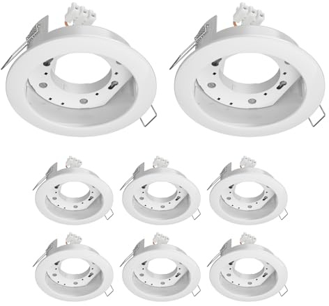 ledscom.de 8 Stück Deckeneinbauleuchte ZOBE II, weiß semi-glänzend, rund, 107mm Ø, 1x GX53 max. 25W