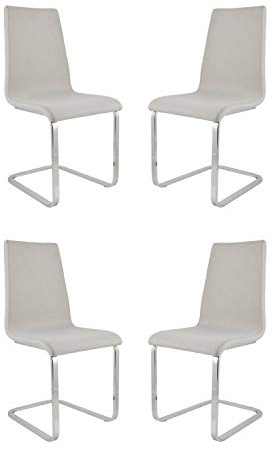 t m c s Tommychairs - Set 4 sillas London Estilo Cantilever con Patas de Acero Cromado de Alta Resistencia y Asiento en Madera Multicapa, tapizado en Tejido Color Gris Perla