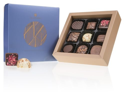 Square Midi - Chocolates | 9 Chocolats | Assortiment | Praliné | Cadeau | Offrir | Luxe | Premium | Boite | Femme| Homme | Saint Valentin | Pâques | Noel | Anniversaire