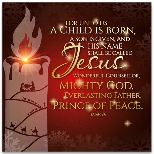 Premium Christliche Weihnachtskarten mit Umschlag Set, 10 Stück - Jesus, Jesaja 9:6, Nostalgie Weihnachtskarten mit Umschlägen, Christmas Cards in English