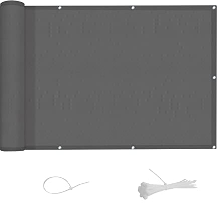 AXT SHADE Balkon Sichtschutz Wetterfest 90x800cm Balkonverkleidung Balkonabdeckung Balkonbespannung Blickdichte Windschutz und UV-Schutz mit Kabelbinder für Balkongeländer-Anthrazit