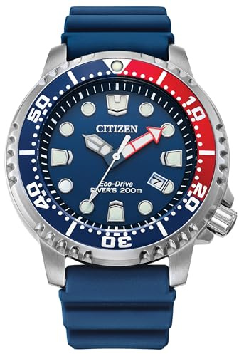 Citizen Herren Eco-Drive Taucher Armbanduhr aus Edelstahl mit Kautschuk Band - Promaster Marine - BN0168-06L