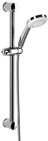 Sanixa TA3383709 Duschstange mit Handbrause Silber Chrom Edelstahl, Kunststoff, Messing verchrom Wandstange Brausehalter und Handbrause Brausetange Duschset Wand