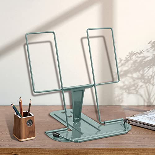 Buchständer zum Lesen, verstellbarer Leseständer, Buchhalter, Dokumentenhalter, stabiler Tippständer für Rezepte, Lehrbücher, Tablet, Musikbücher (Morandi-Grün)