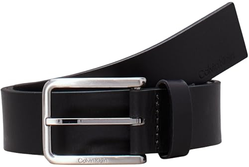 Calvin Klein Cintura Uomo Warmth Oiled Grain 3.5 cm Cintura in Pelle, Nero (Ck Black), 115 cm