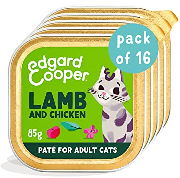 Edgard & Cooper Nourriture humide pour chats, adultes, (agneau et poulet, 85 g x 16), nourriture pour chats stérilisés et actifs, sans céréales, ingrédients naturels, viande fraîche, hypoallergénique,