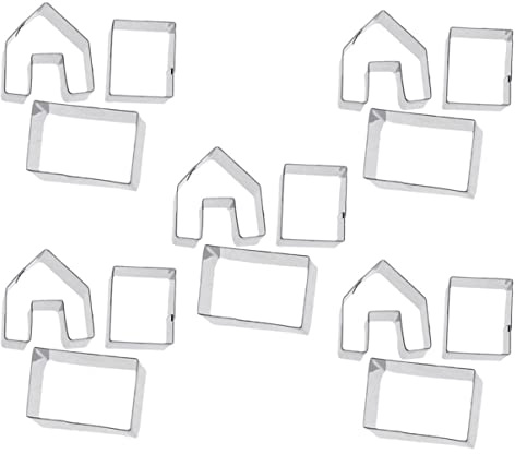 Toyvian Mini Lebkuchenhaus Ausstechformen, 15er Set 3D Knusperhäuschen Kit aus Edelstahl Rostfreie Ausstecher für DIY Kekse Festliche Tortendeko