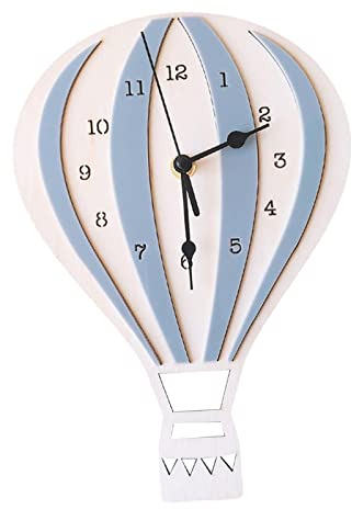 Colcolo Reloj de Pared de Dibujos Animados, artesanías silenciosas, Globo de Aire Caliente, Reloj para Tienda, habitación de niños, decoración del Dormitorio, Gris