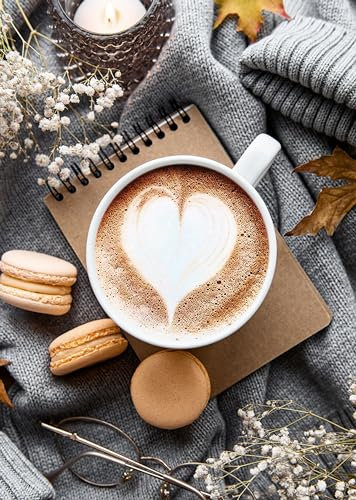 artissimo Bild 20x30cm Küche Kaffee PE6685-PA – Wandbild klein Hochformat, Wanddeko Küche modern, Küchenbild Coffee cozy skandinavisch grau beige braun