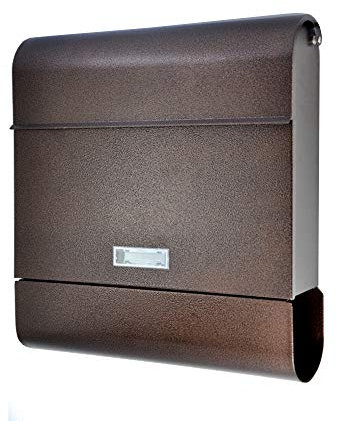 ALSTEN TECH Modernes Design Briefkasten Antik Bronze Wandbriefkasten Postkasten mit Zeitungsfach C4 Format Abschließbar 3 Schlüssel Namensschild Antik Braun