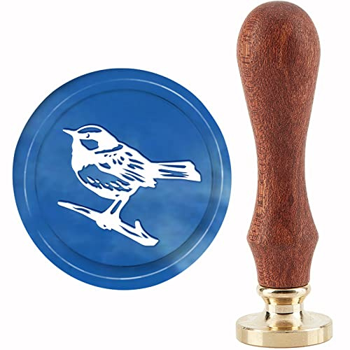 CRASPIRE Sello de Cera para Pájaros Sellos de Cera para Sellar Pájaros 30 mm Retro Vintage Cabeza de Sello de Latón Extraíble con Mango de Madera para Invitaciones Embalaje