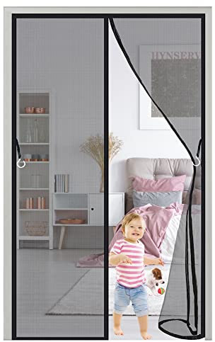 Fliegengitter Tür 240x270cm Moskitonetz Dachfenster Fliegenschutzgitter Magnetischer Fliegenvorhang Moskitonetz ohne Bohren für Wohnzimmer Balkontür Schwarz