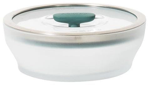 Anyday 4-Cup Microwave Cookware & Glass Container with Glass Lid, Plastic-Free Shallow Food Storage | Stackable Airtight Steamer with Vented Lid for Microwave-Safe Reheating, Steaming Vegetables