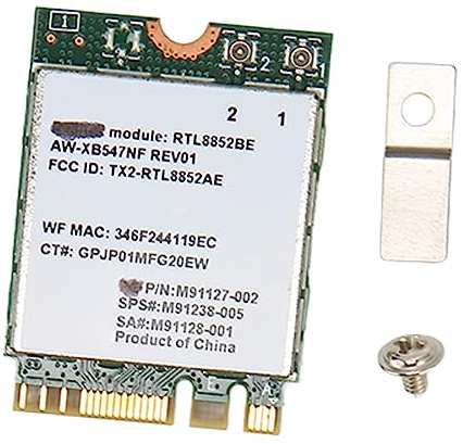 Yunseity Carte WiFi RTL8852BE, Carte sans Fil Bluetooth 5.2 M.2 WIFI6, Carte Réseau Double Bande 1800 Mbps, Prise en Charge MU-MIMO, pour Ordinateur Portable