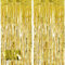 COMNICO Gold Glitter Fringe Curtain Backdrop, 2pcs Gold Tinsel Foil Metallic Streamers Party Decorations for Birthday Wedding Graduation Christmas Halloween Disco (1x2m)